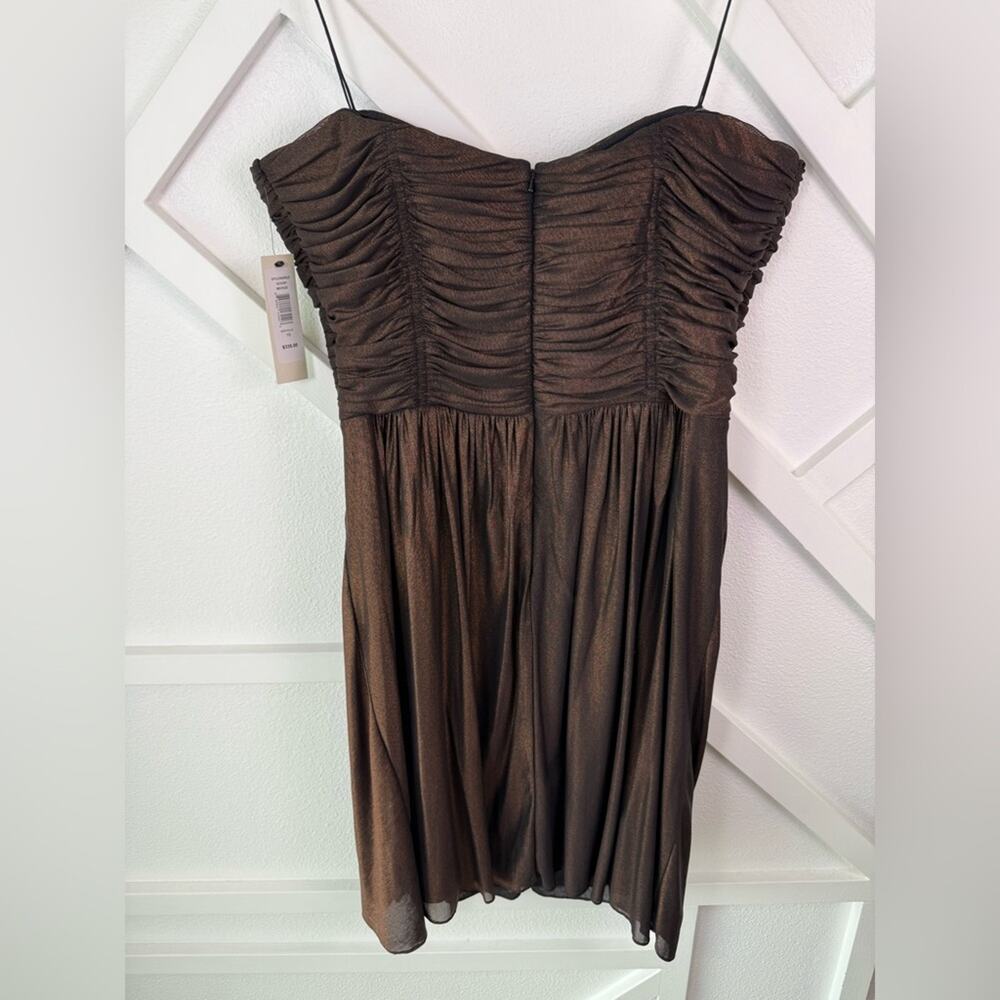NWT Badgley Mischka Collection Bronze Ruched Strapless Cocktail Dress Size 16 - Picture 4 of 10